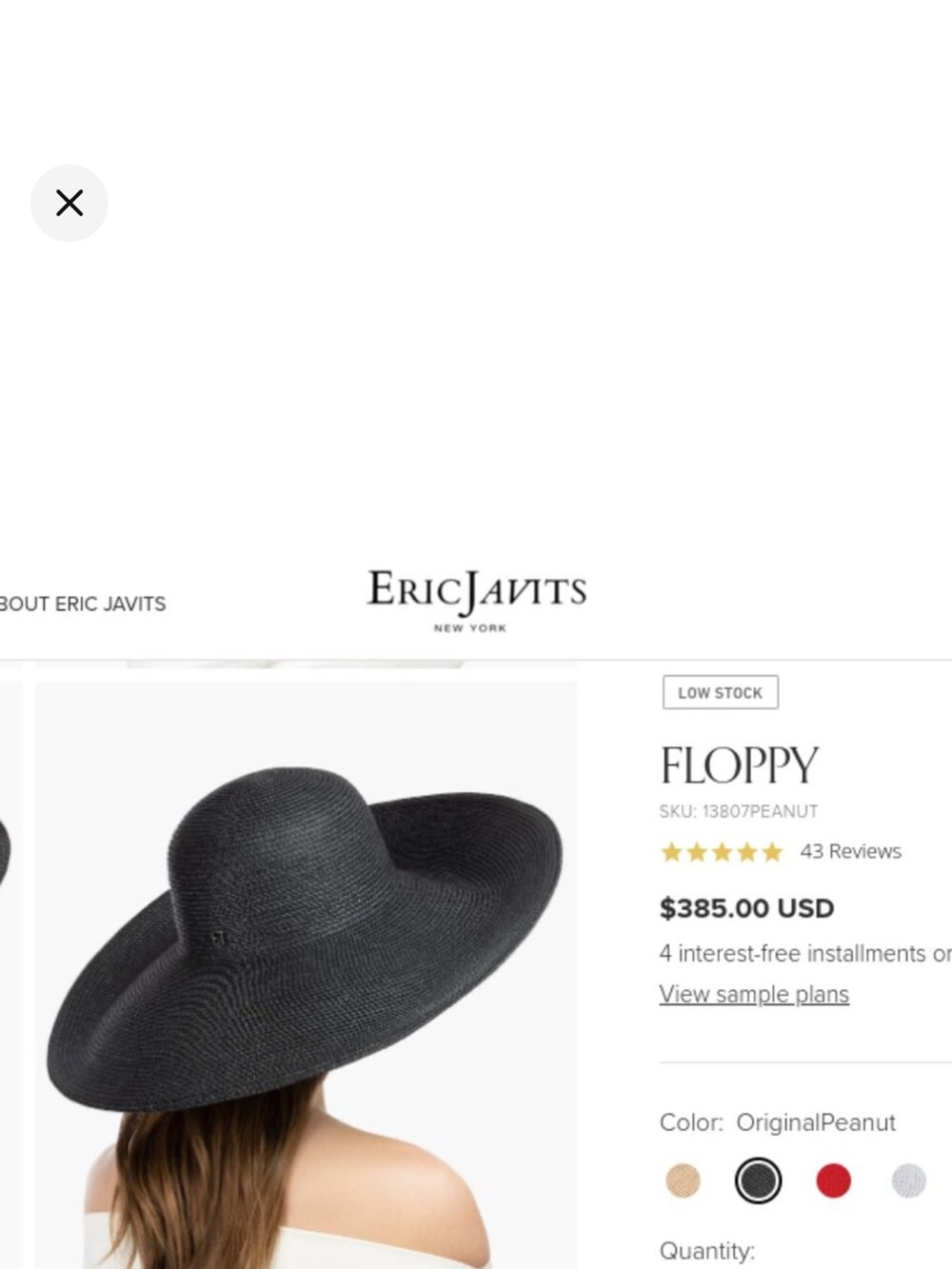 Eric Javits Wide-Brim Floppy Hat in Black